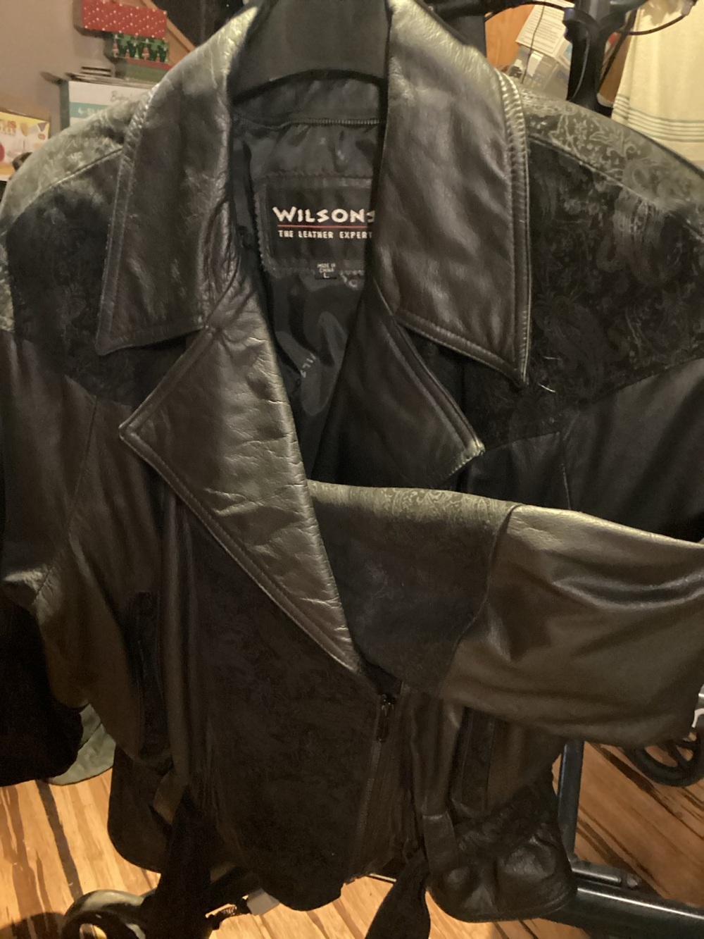 Wilson Black Leather and Suede Moto Jacket